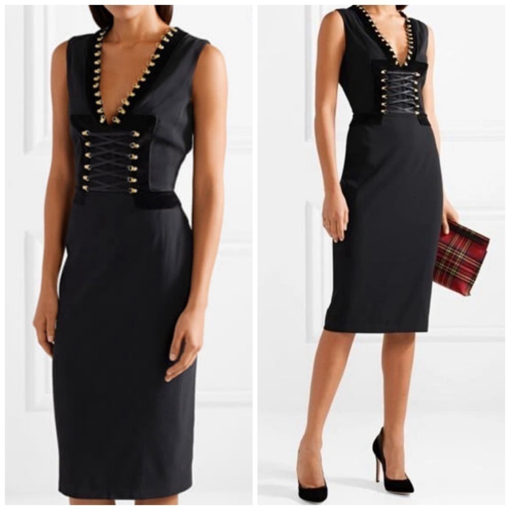 Altuzarra Adriana Corset Sheath Knee Length Dress Black Runway Cocktail Work